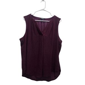 ROZ & ALI Red Navy Geometric Diamond Sleeveless Blouse Plus Sz 1X Career Summer